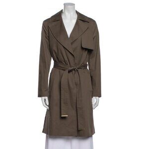 Cuyana Large Belted Trench Coat in Olive Green